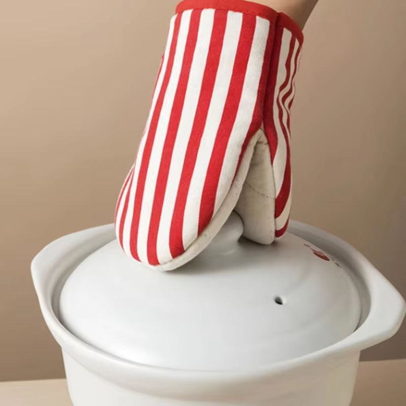 HeatResistant Oven Gloves Thickened Cotton Kitchen Mitts With Hanging Loop 2