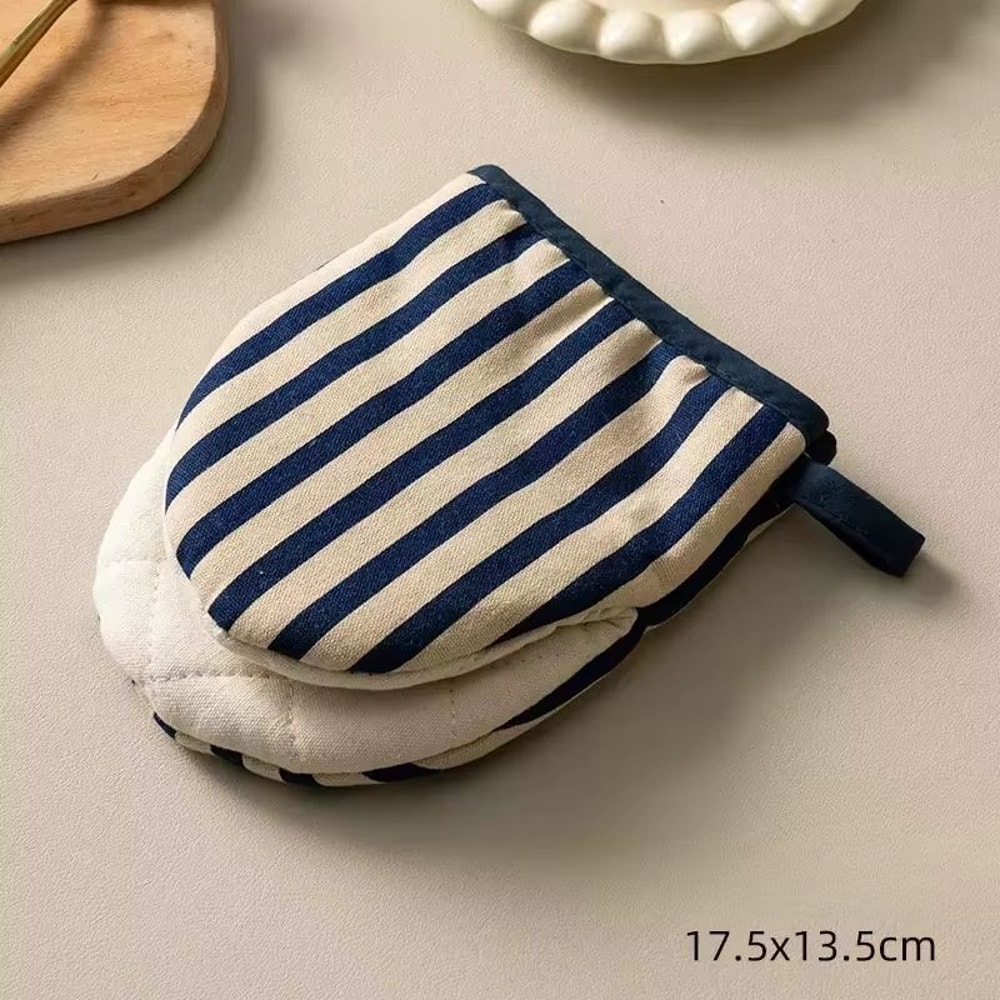 HeatResistant Oven Gloves Thickened Cotton Kitchen Mitts With Hanging Loop 6
