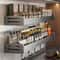 WallMounted Kitchen Storage Rack With Hooks And Seasoning Shelf Organizer 0