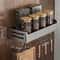 WallMounted Kitchen Storage Rack With Hooks And Seasoning Shelf Organizer 7