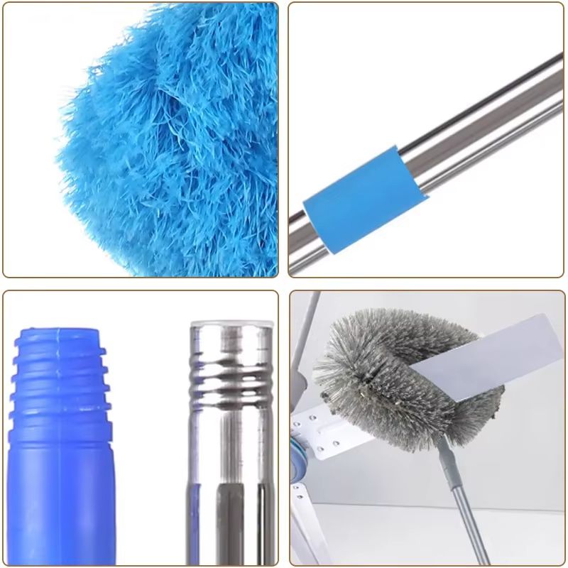 Long Handle Ceiling Fan Duster With Scalable Ring Brush For Home Cleaning 4