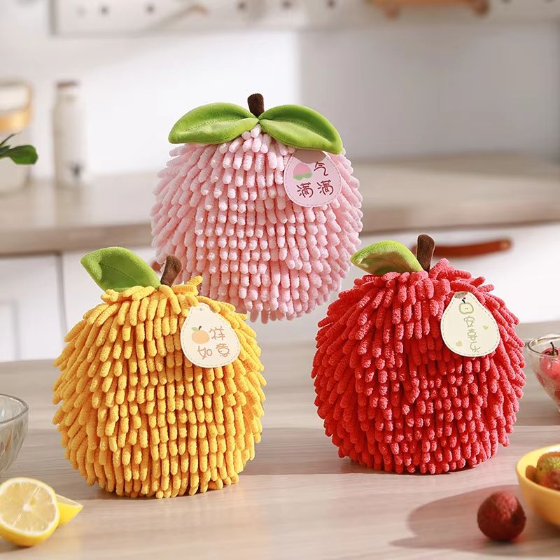 FruitShape Chenille Hand Towel QuickDry Soft Absorbent Hanging Towel With Loop 1