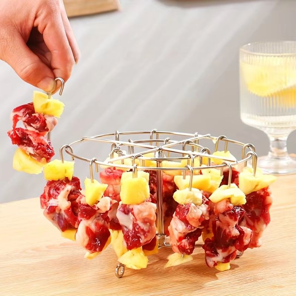Stainless Steel Air Fryer Grill Rack With Hanging Skewers For Barbecue And Oven 3