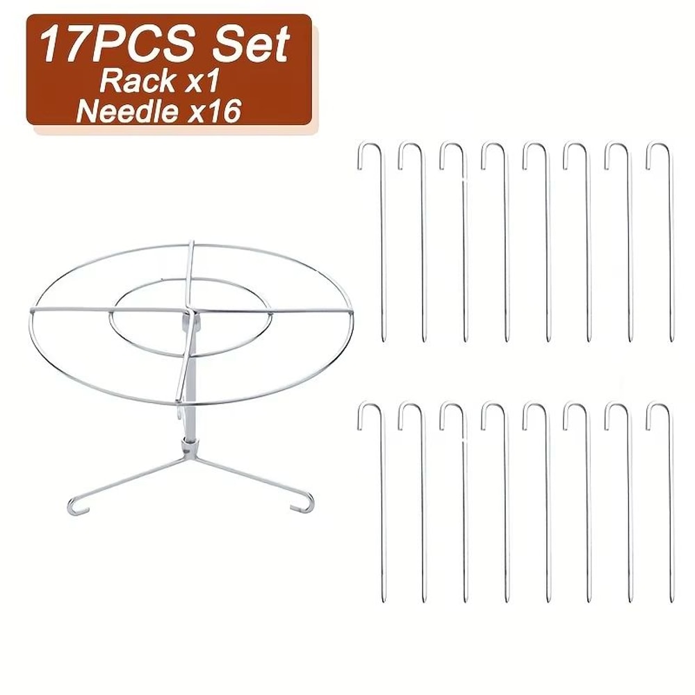 Stainless Steel Air Fryer Grill Rack With Hanging Skewers For Barbecue And Oven 8