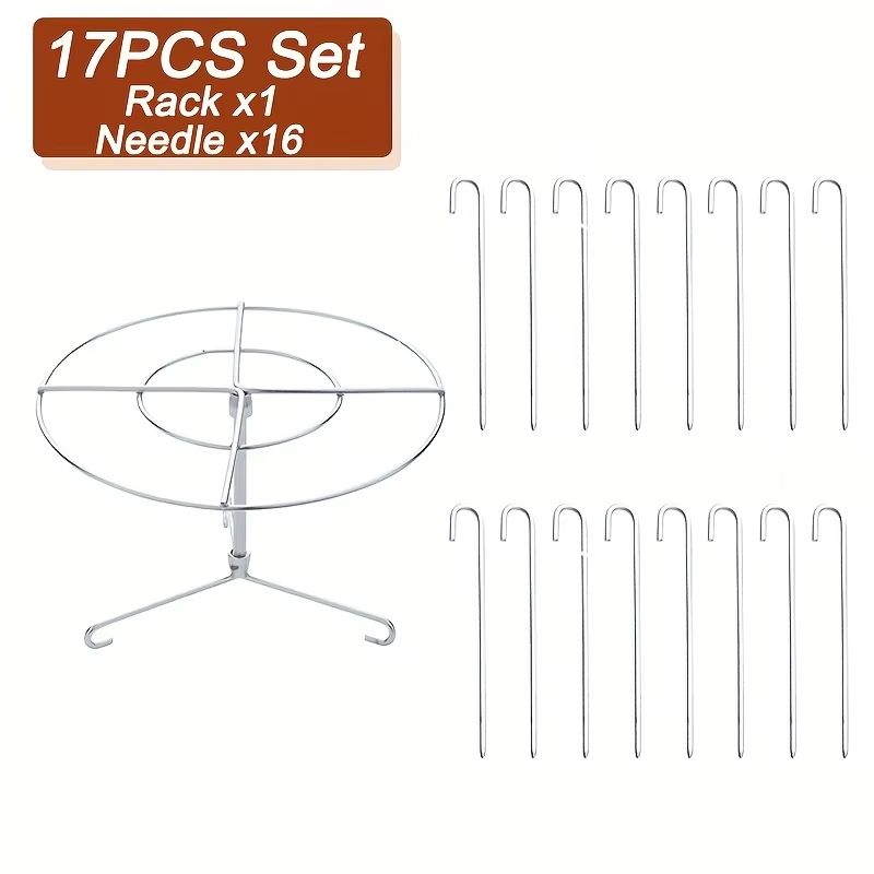 Stainless Steel Air Fryer Grill Rack With Hanging Skewers For Barbecue And Oven 8