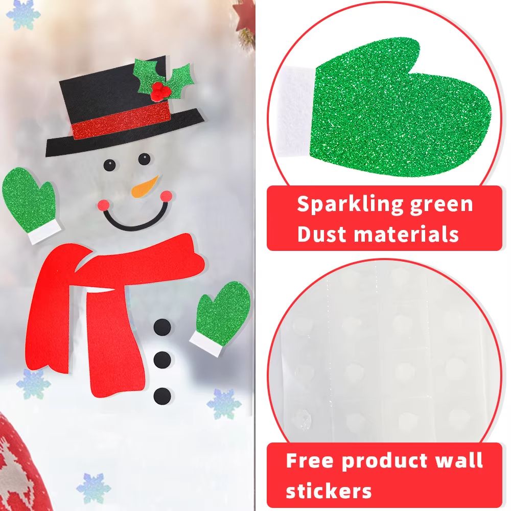 Reusable Christmas Window And Wall Stickers Snowman Santa Claus And Elk Holiday Decor 3