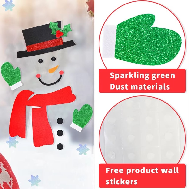 Reusable Christmas Window And Wall Stickers Snowman Santa Claus And Elk Holiday Decor 3