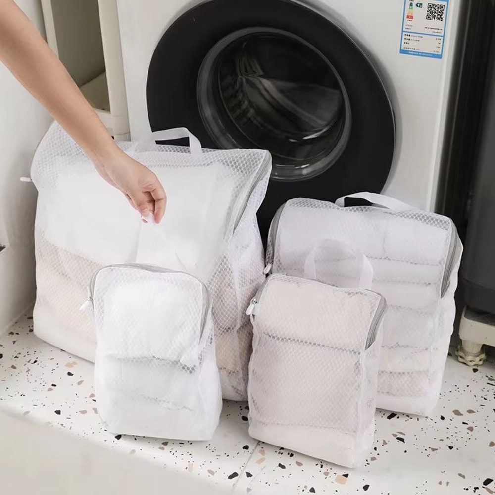 4PCS Mesh Laundry Washing Bags Foldable Thickened Reusable Wash Bags For Clothing Care 1
