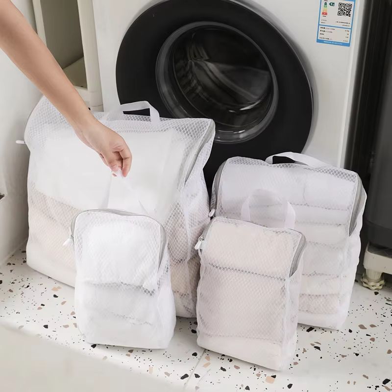 4PCS Mesh Laundry Washing Bags Foldable Thickened Reusable Wash Bags For Clothing Care 1