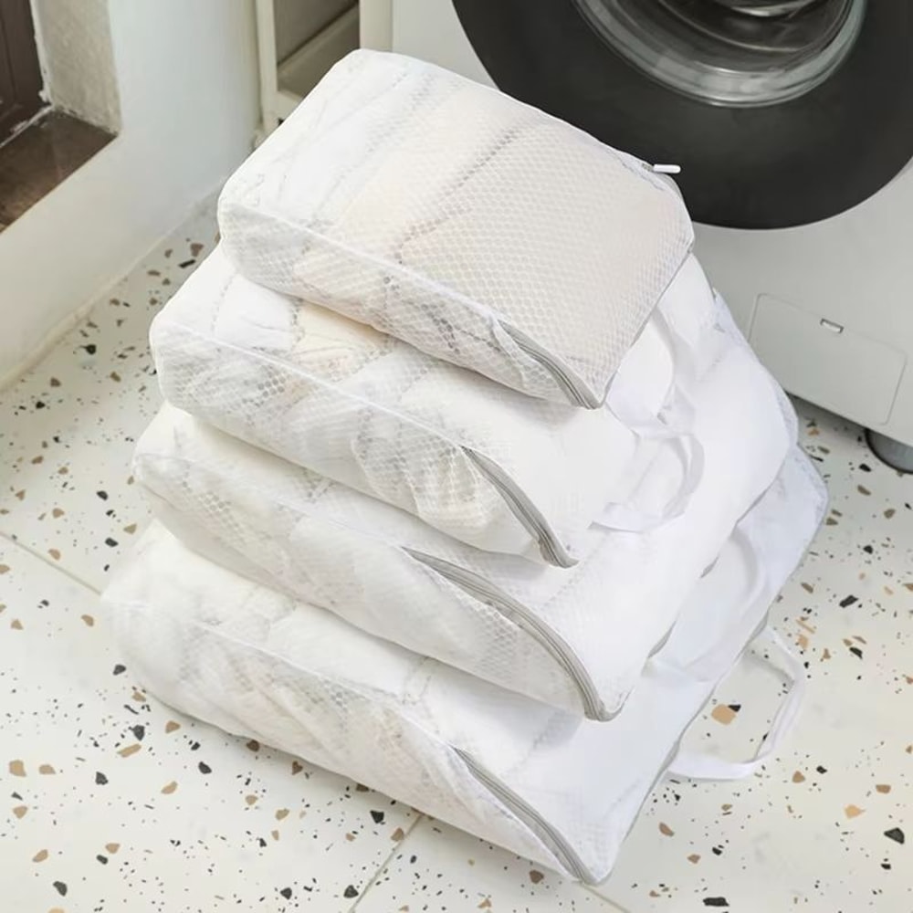 4PCS Mesh Laundry Washing Bags Foldable Thickened Reusable Wash Bags For Clothing Care 4