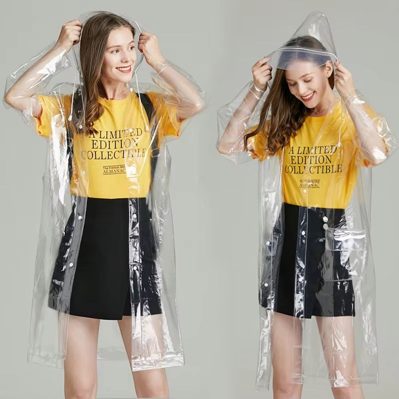Reusable Transparent Waterproof Raincoat Poncho With Hood For Men And Women 0