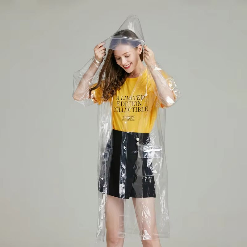 Reusable Transparent Waterproof Raincoat Poncho With Hood For Men And Women 2