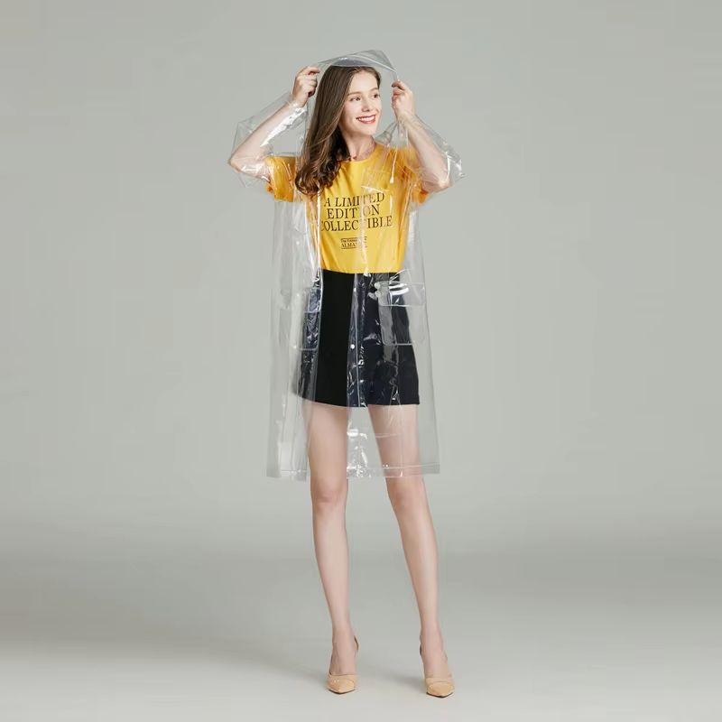 Reusable Transparent Waterproof Raincoat Poncho With Hood For Men And Women 3