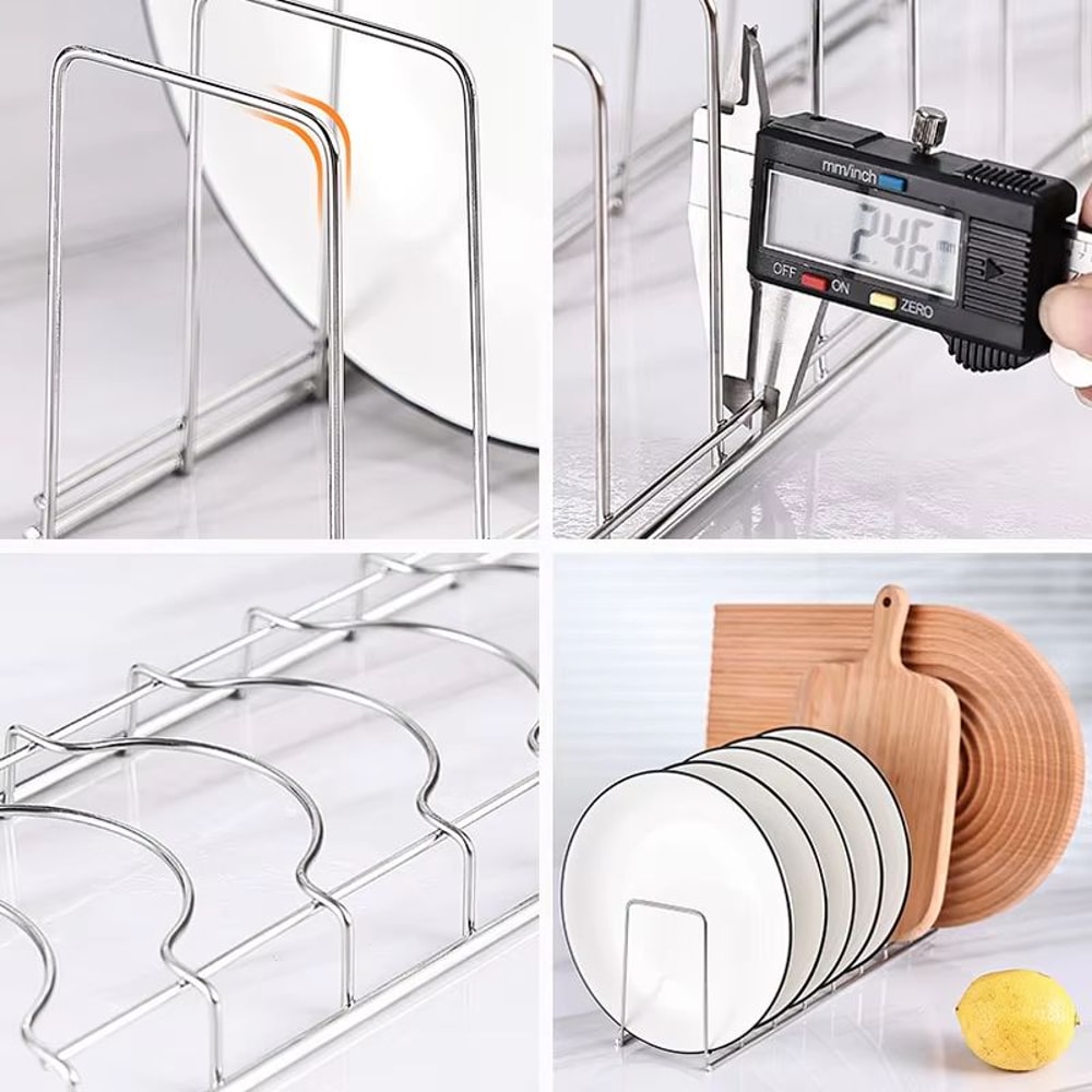 Stainless Steel Kitchen Dish Rack Organizer Plate Pot Lid And Utensil Drying Stand 4