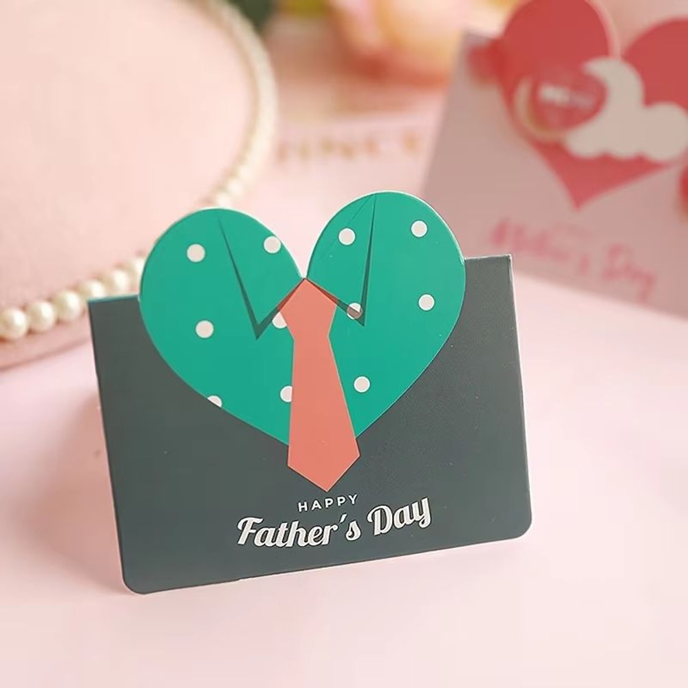 10PCS Greeting Card Set Happy Mothers Day And HeartShaped Fathers Day Handwritten Blessing Cards 10