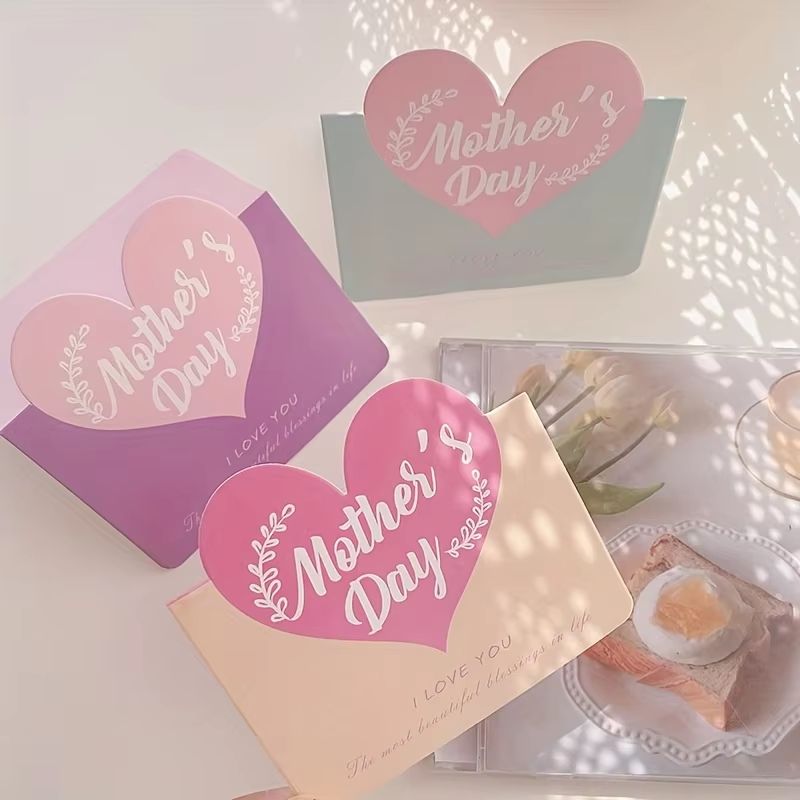 10PCS Greeting Card Set Happy Mothers Day And HeartShaped Fathers Day Handwritten Blessing Cards 1