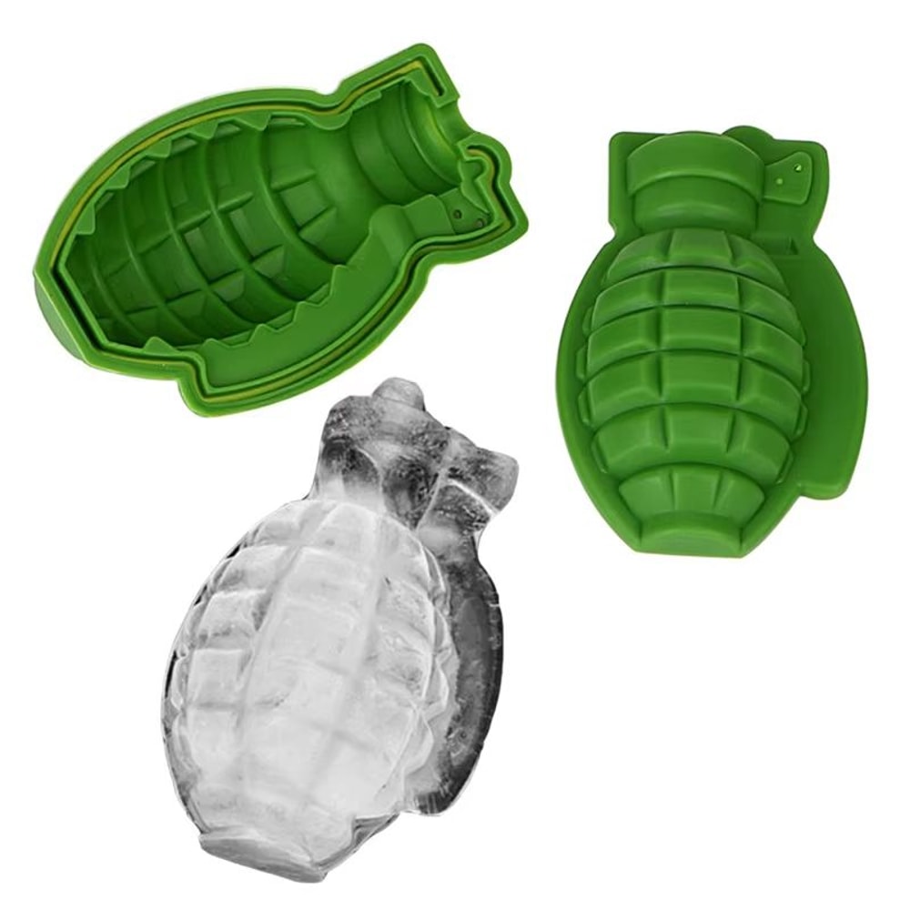 3D Ice Cube Mold Set With Gun Bullet And Grenade Shapes Creative Summer Whiskey And Drink Maker 1