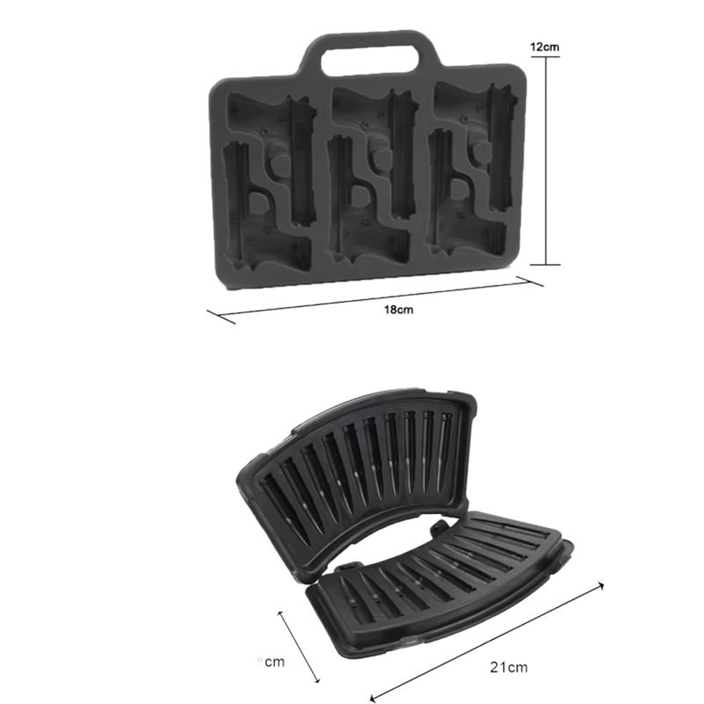 3D Ice Cube Mold Set With Gun Bullet And Grenade Shapes Creative Summer Whiskey And Drink Maker 2