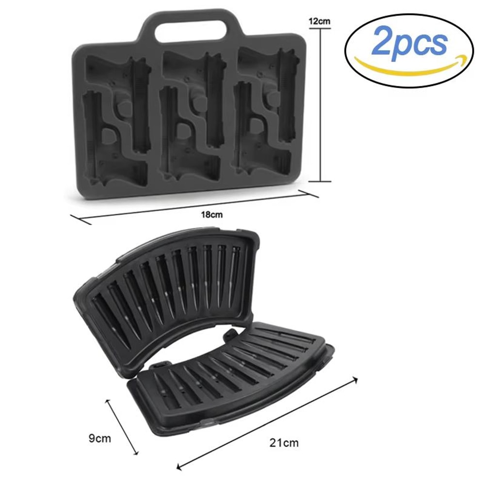 3D Ice Cube Mold Set With Gun Bullet And Grenade Shapes Creative Summer Whiskey And Drink Maker 5