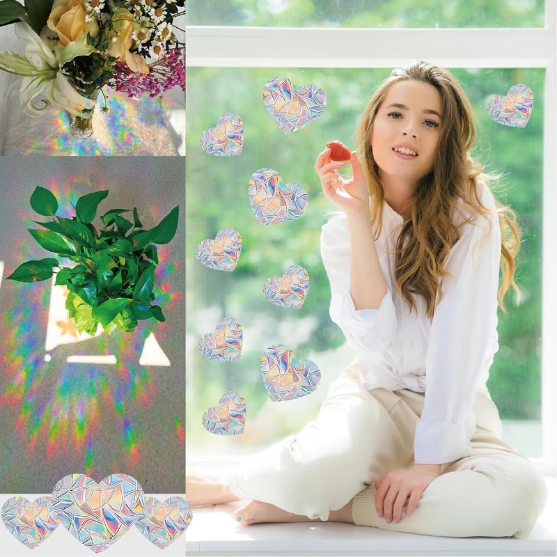 Rainbow Prism Window Sticker For Glass Cat Stars Moon Anti Collision Decoration 2