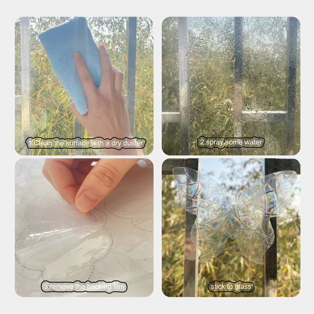 Rainbow Prism Window Sticker For Glass Cat Stars Moon Anti Collision Decoration 3