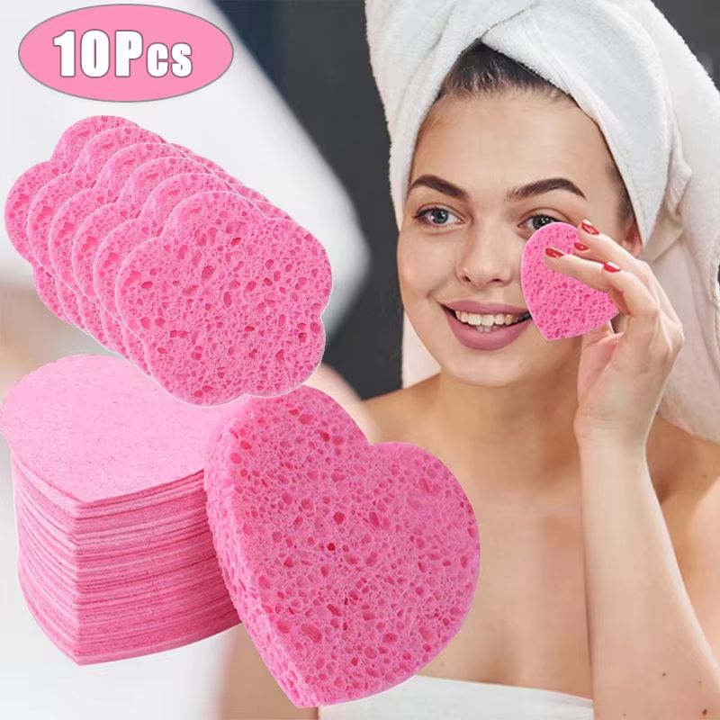 10 Piece Natural Reusable Facial Sponges For Deep Cleansing Exfoliation 0