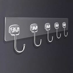 transparent multi row adhesive wall hooks strong clear door and wall organizer