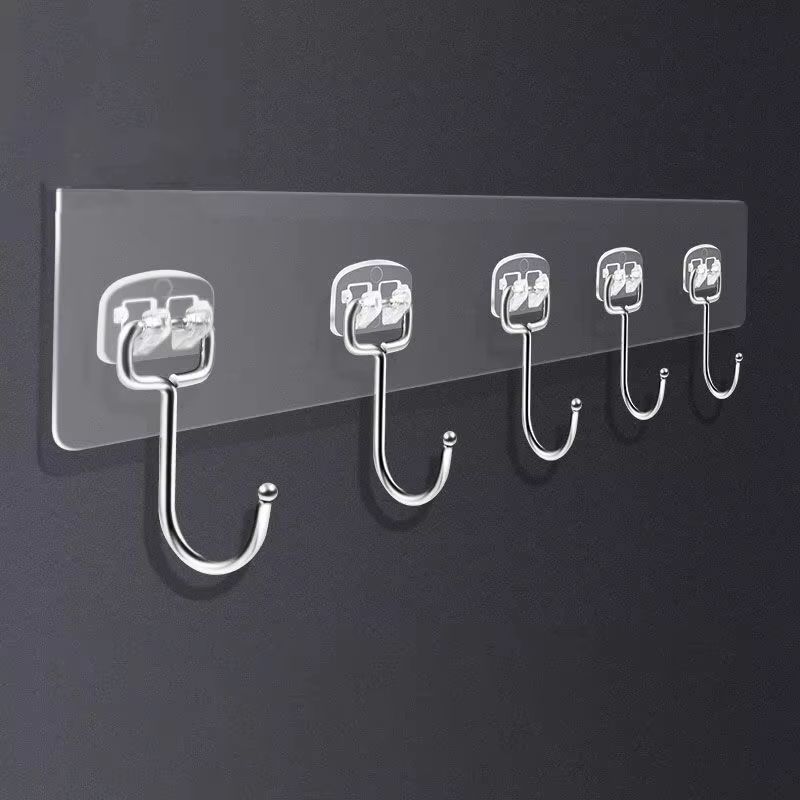 Transparent Multi Row Adhesive Wall Hooks Strong Clear Door And Wall Organizer 0