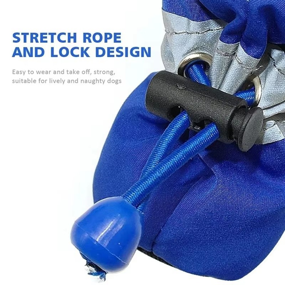 4 Piece Waterproof Anti Slip Dog And Cat Winter Boots Warm Velvet Pet Shoes 4