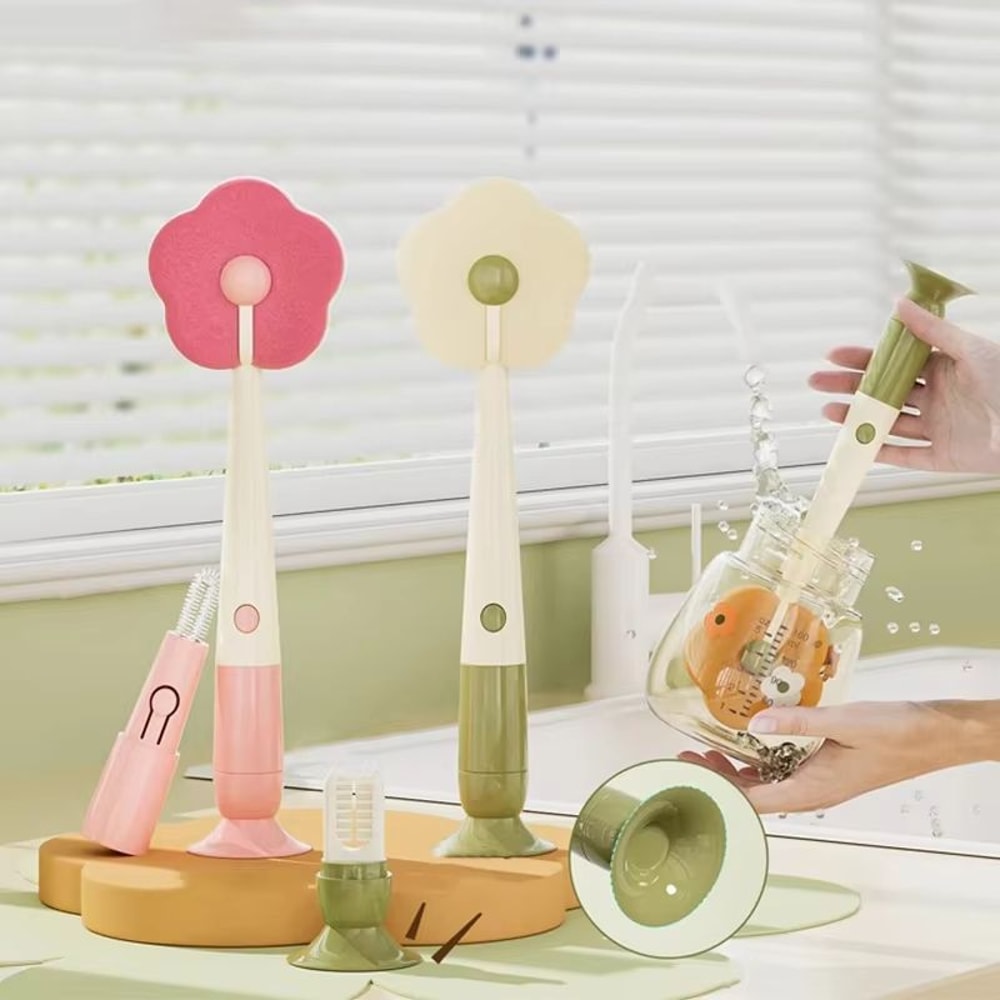 3in1 Baby Bottle And Travel Mug Cleaning Brush Long Handle Portable Scrubber 1