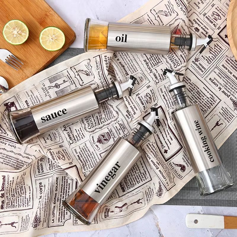 Glass Seasoning Bottle Dispenser Olive Oil Vinegar Sauce Jar For Kitchen 3