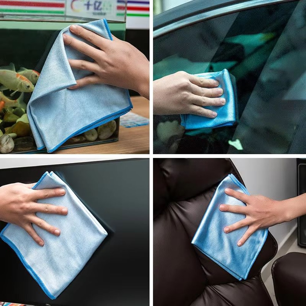 Microfiber Glass Cleaning Cloths Reusable No Trace Wipe Dishcloth Towel 2