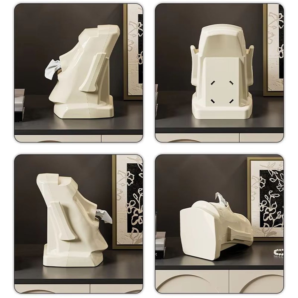 Creative Stone Figure Tissue Box With Storage Rack For Household Organization 4