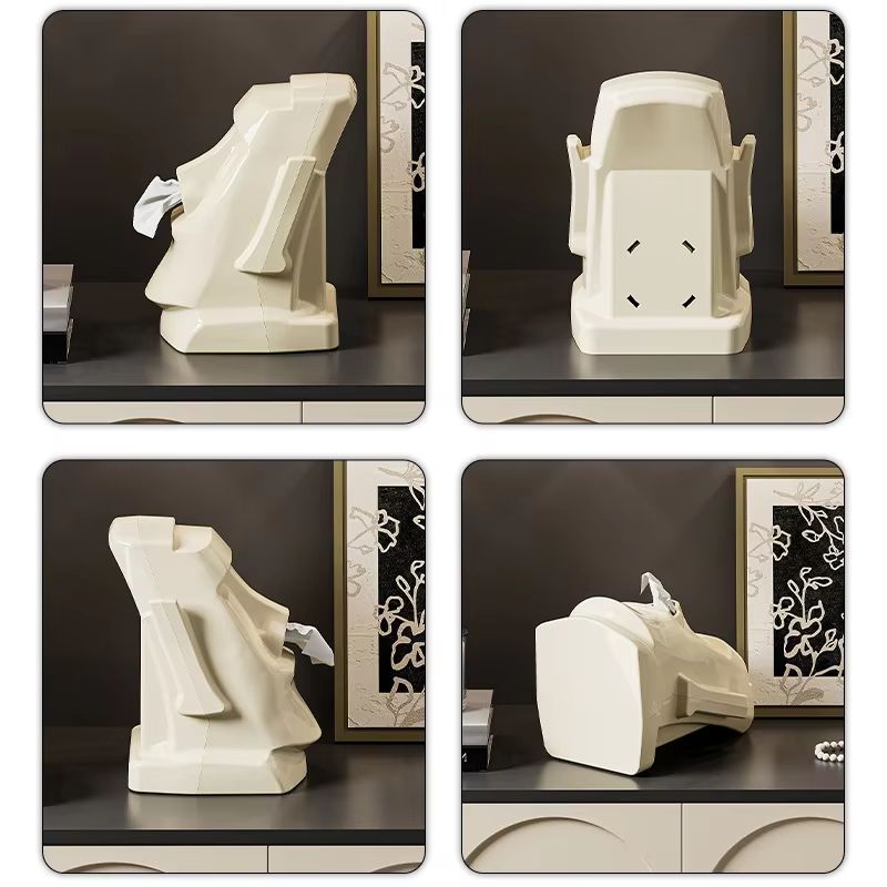 Creative Stone Figure Tissue Box With Storage Rack For Household Organization 4
