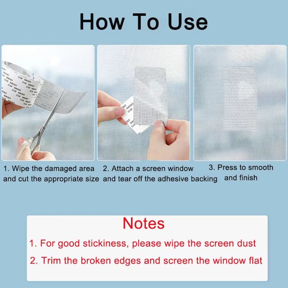 Self Adhesive Window Screen Repair Tape Mesh Sticker Anti Mosquito Net Fix 2