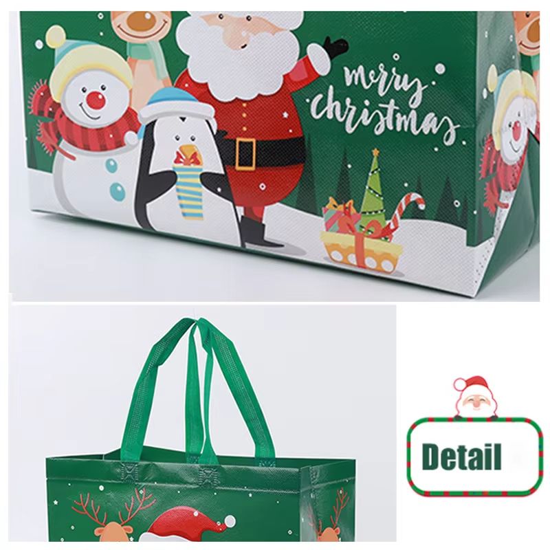 5 Piece Christmas Gift Bags Non Woven Santa Claus Handle Packaging Bags 2