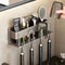 Aluminum Wall Mounted Punch Free Toothbrush And Toothpaste Holder Metal Bathroom Storage Rack 0