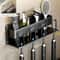 Aluminum Wall Mounted Punch Free Toothbrush And Toothpaste Holder Metal Bathroom Storage Rack 8