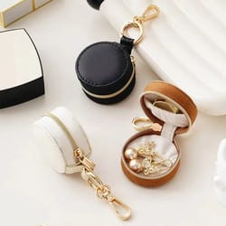 portable mini jewelry storage box pu leather waterproof earring and ring organizer