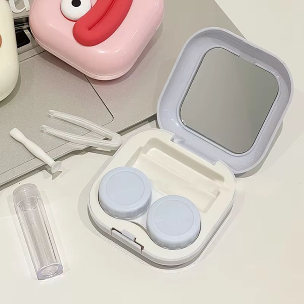 Portable Cute Sausage Style Contact Lens Case With Tweezer And Suction Stick Set 2
