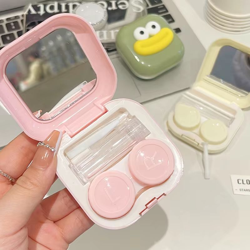 Portable Cute Sausage Style Contact Lens Case With Tweezer And Suction Stick Set 3