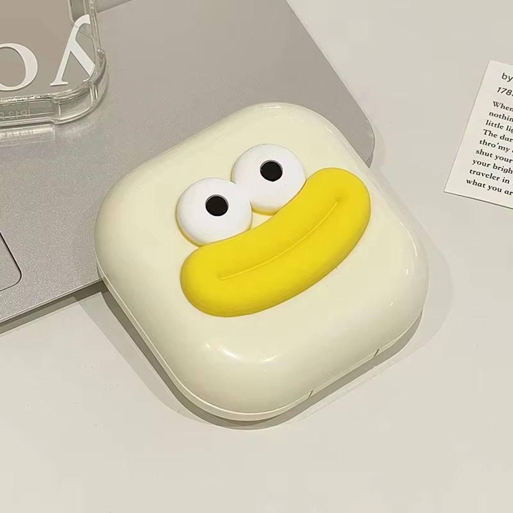 Portable Cute Sausage Style Contact Lens Case With Tweezer And Suction Stick Set 8