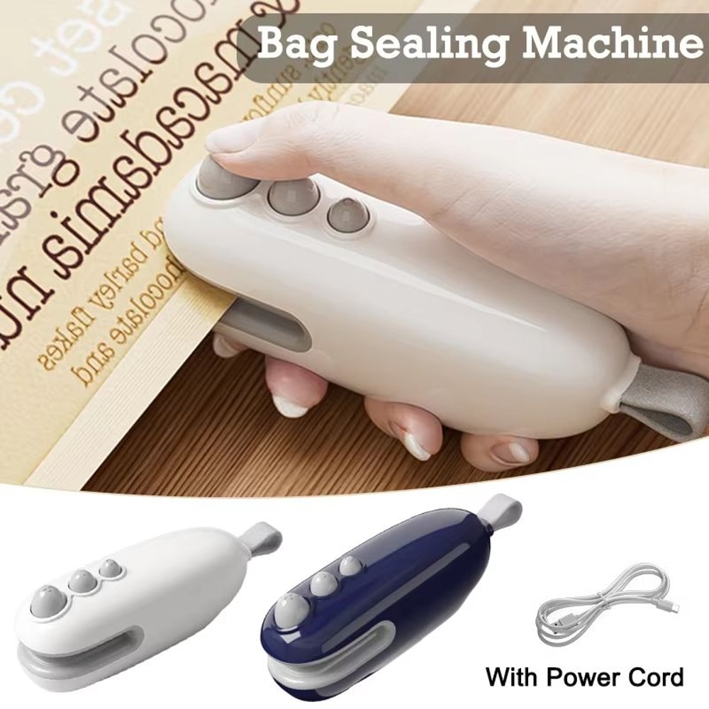 USB Rechargeable Mini Handheld Plastic Bag Sealing Machine 2in1 Heat Sealer For Snacks And Food Sto 1