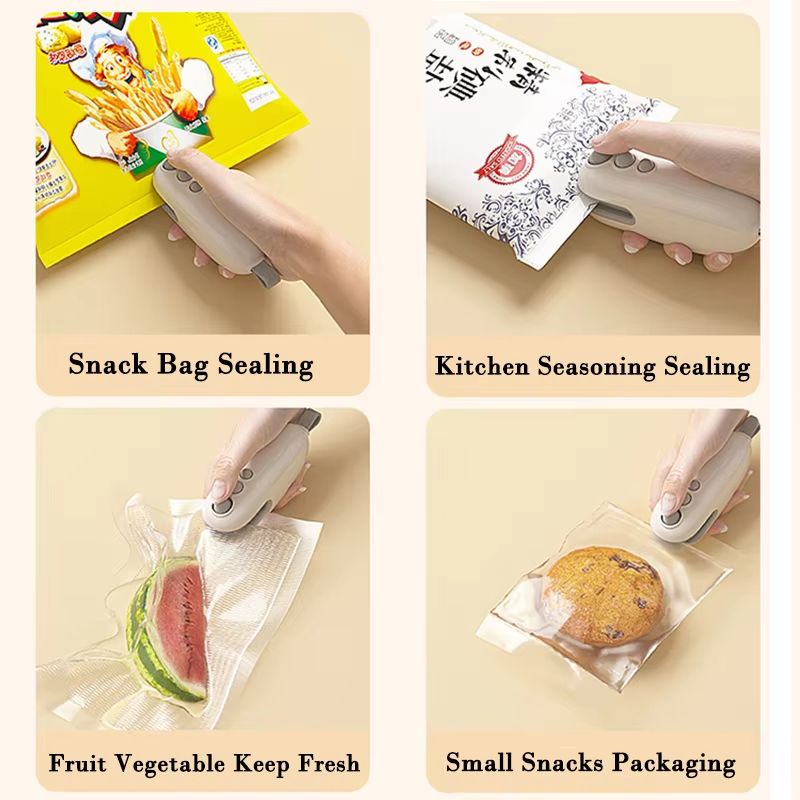 USB Rechargeable Mini Handheld Plastic Bag Sealing Machine 2in1 Heat Sealer For Snacks And Food Sto 4