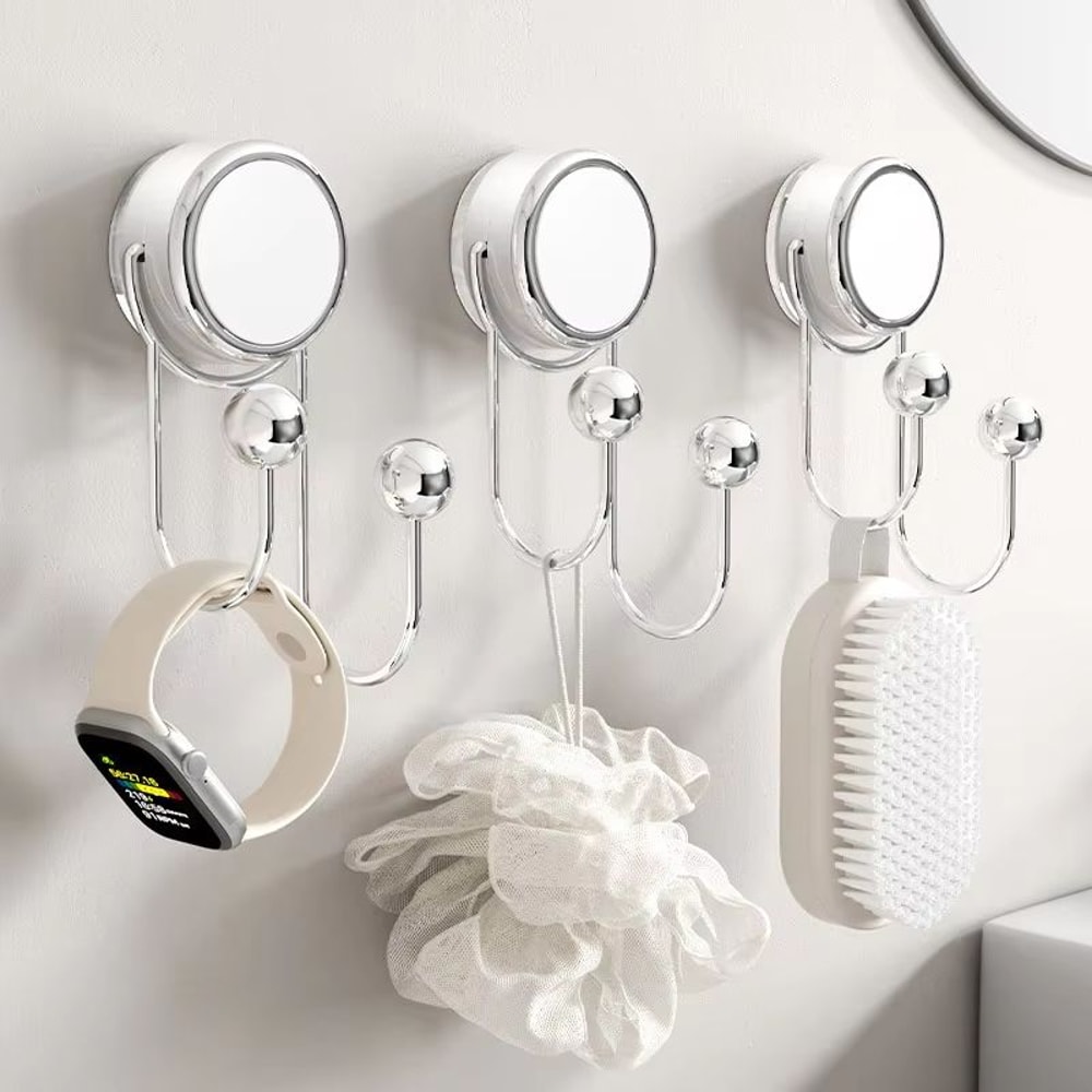 MultiFunction Suction Cup Wall Hooks Strong Load Bearing No Punching Bathroom And Kitchen Organizer 0