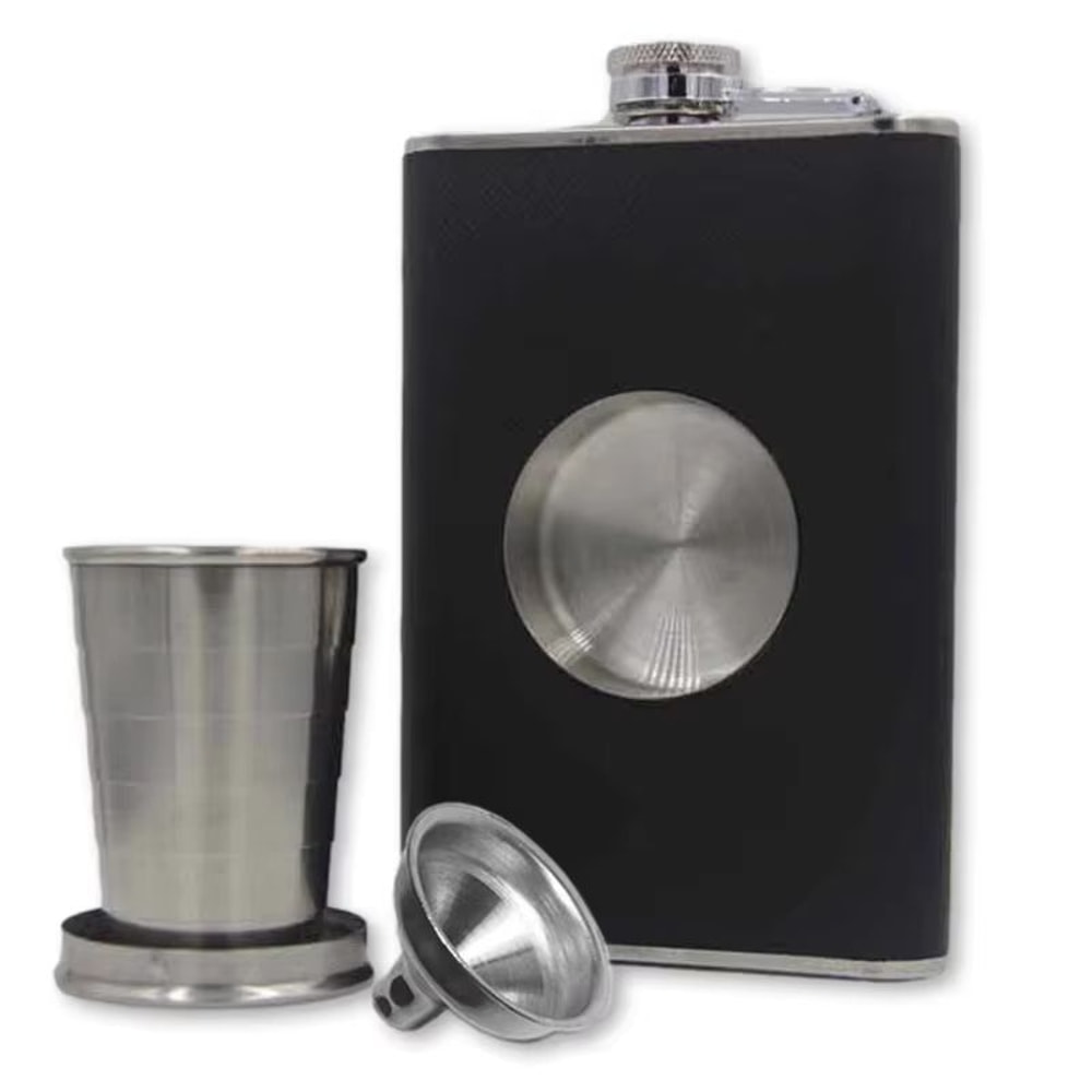 Stainless Steel 8 Oz Hip Flask Set With Cup And Funnel Portable Alcohol Bottle Gift 0