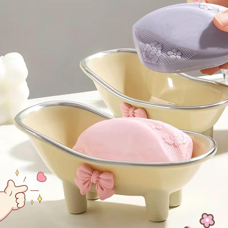 Creative No Punching Bathtub Soap Box Wall Mounted Soap Holder Bathroom Storage Rack 0