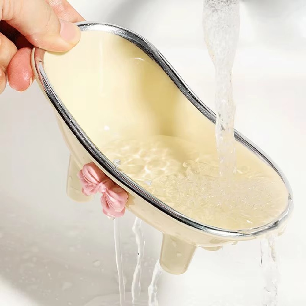 Creative No Punching Bathtub Soap Box Wall Mounted Soap Holder Bathroom Storage Rack 1