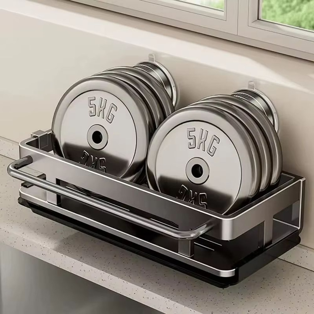 Suction Cup Storage Shelf Punch Free Wall Mounted Space Saving Kitchen Bathroom Rack 9