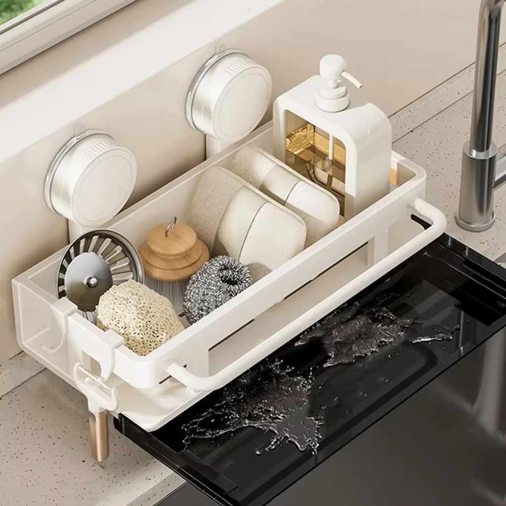 Suction Cup Storage Shelf Punch Free Wall Mounted Space Saving Kitchen Bathroom Rack 8